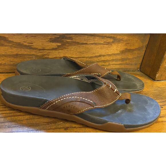 Dr Martens Brown Leather Flip Sandals Mens Shoes 13 - Picture 2 of 9